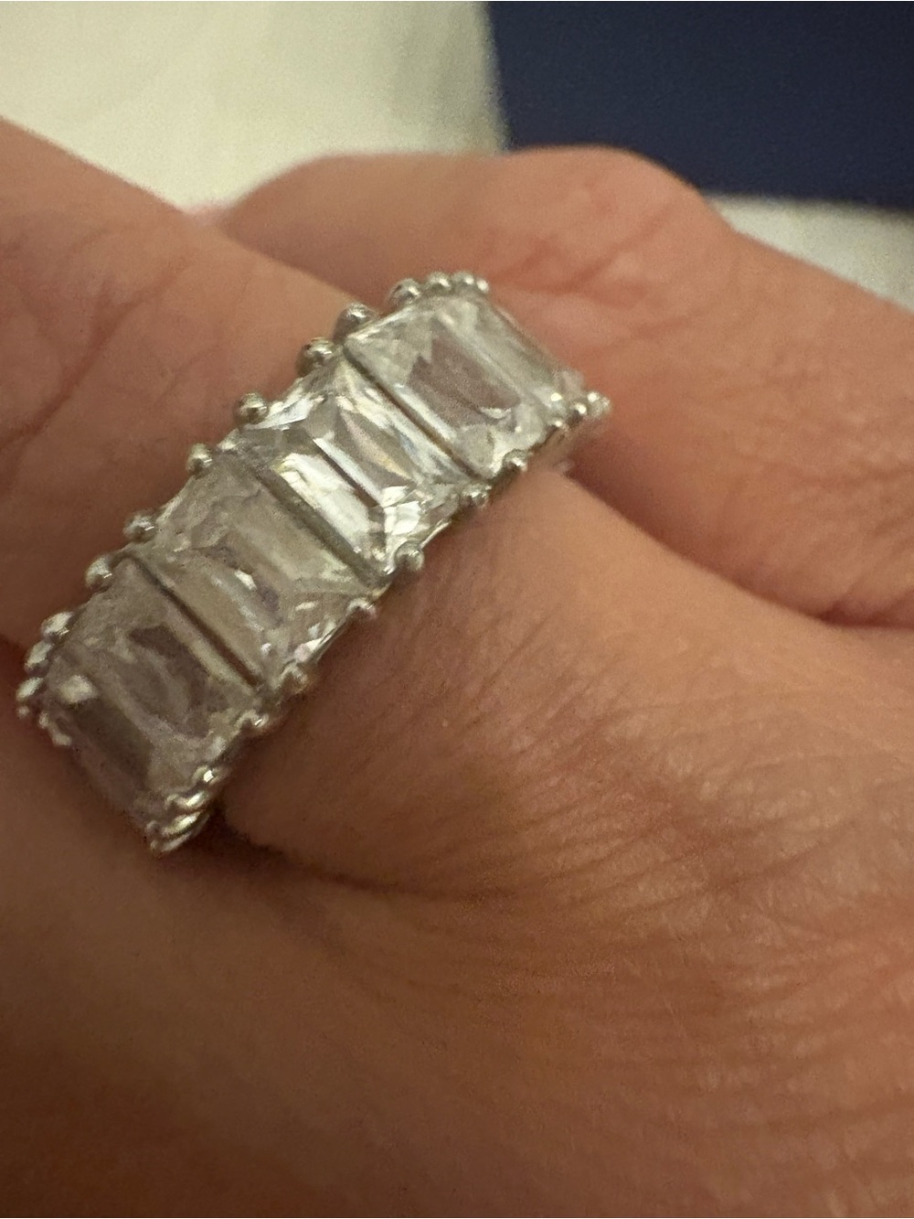 Swarovski Matrix Vittore Clear Crystal Emerald-Cut Eternity Ring in Silver 52 - Picture 5 of 7